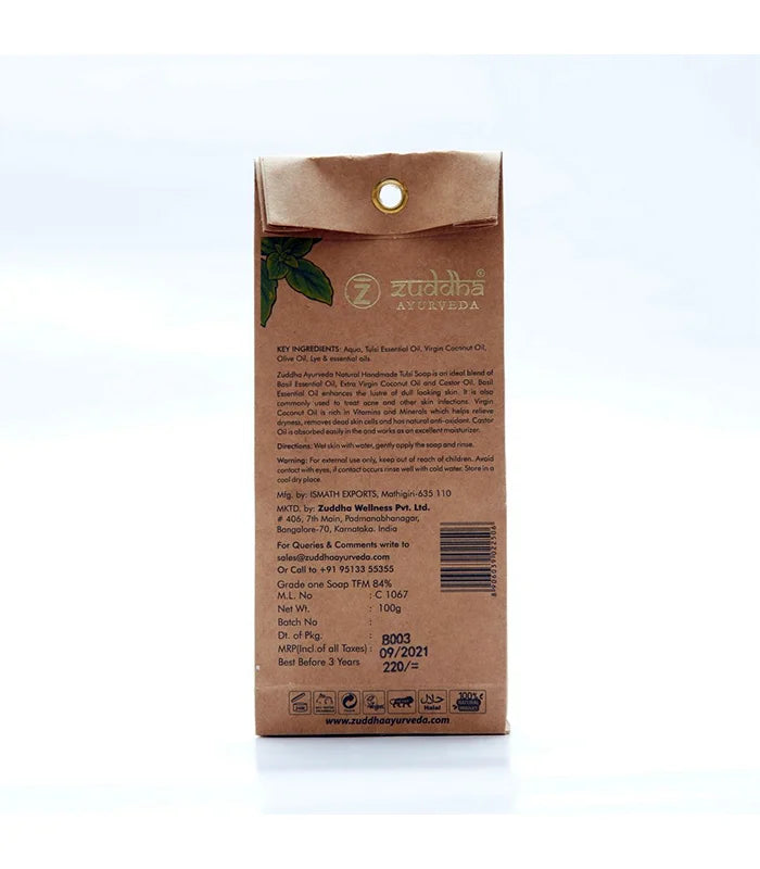 Zuddha Ayurveda Handmade Basil Soap 100g
