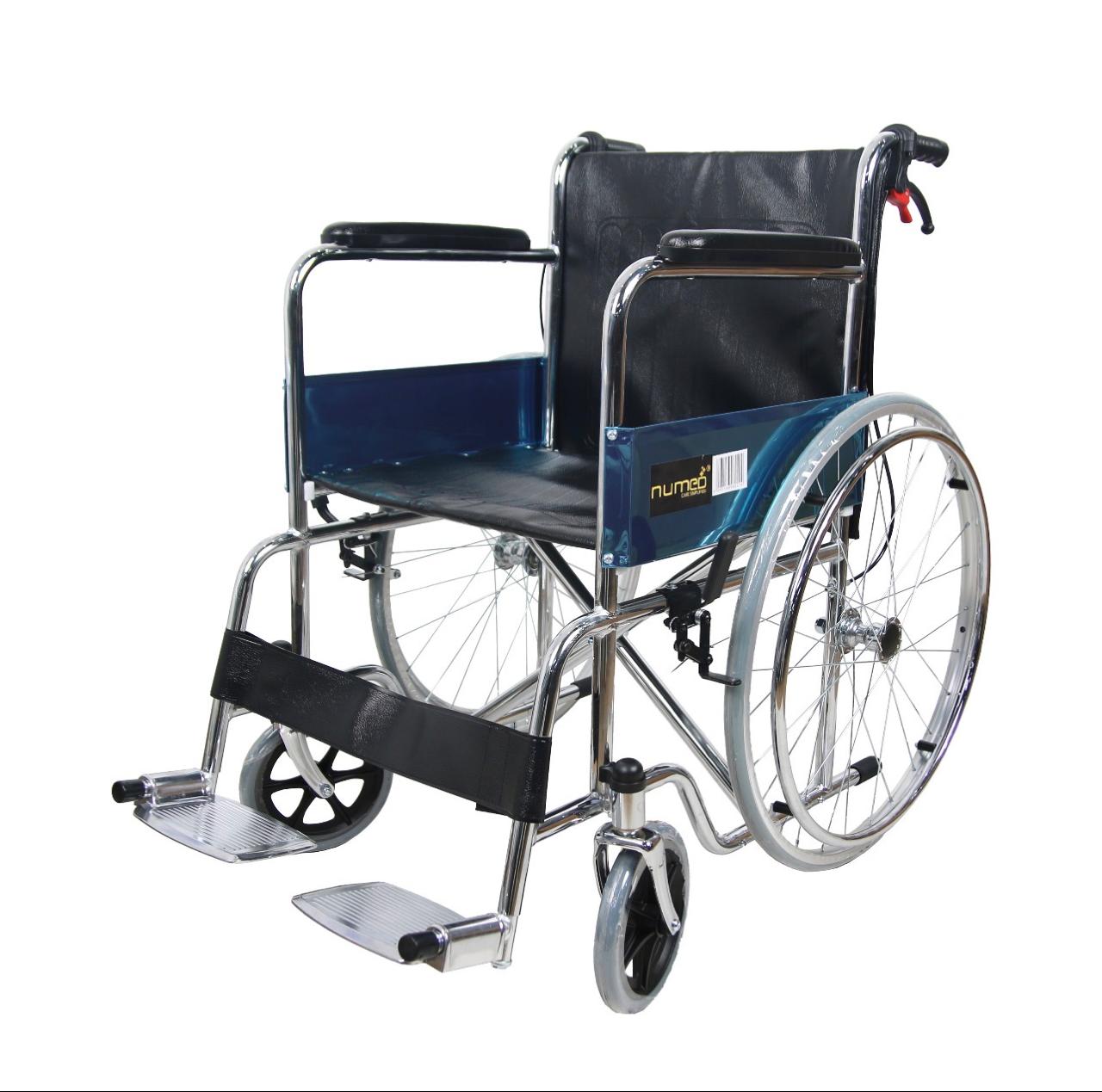 Numed Premium Wheelchair Chromed with Attendant Brakes | 120kg Capacity