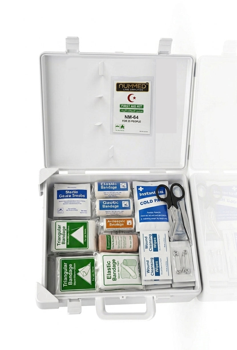 Numed First Aid Kit White Box for 25 people with brackets NM-64