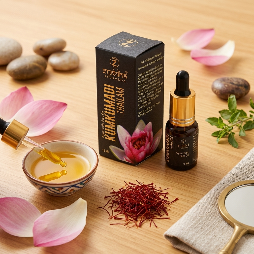 Zuddha Ayurveda Kumkumadi Thailam Face Brightening Oil 15ml | Acne Blemishes | Uneven Skin Tone