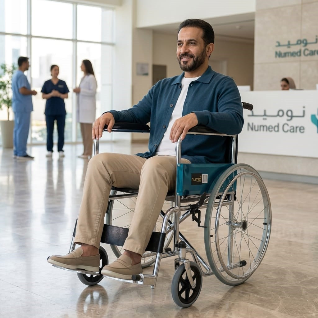 Numed Steel Manual Wheelchair – Chromed | Heavy-Duty NM-809